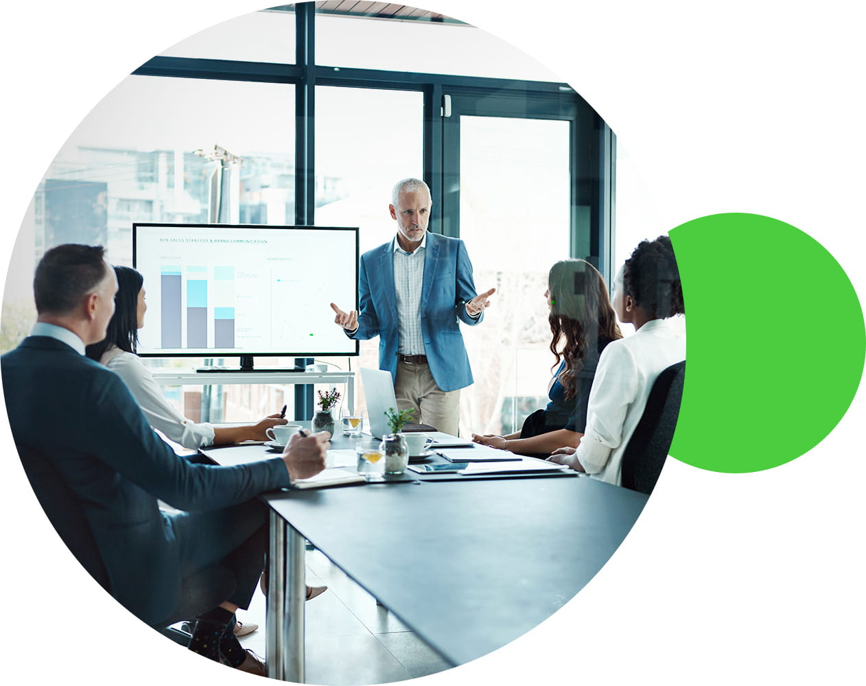 Woman wearing business suit looking at computer screen